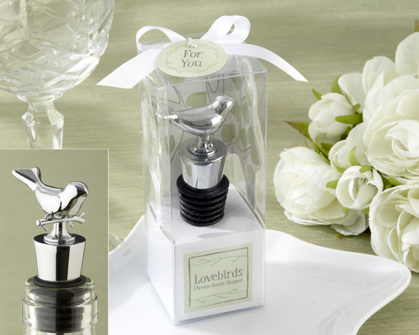 "Lovebirds" Chrome Bottle Stopper